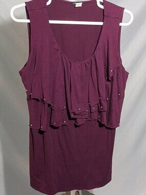 Cocomo Woman Plum Purple Tiered Ruffle Tank Top Blouse